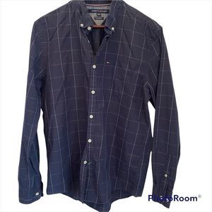 Tommy Hilfiger New York fit navy button down shirt size large one front …